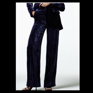 Zara Blue Velvet Pleated Dress Pants